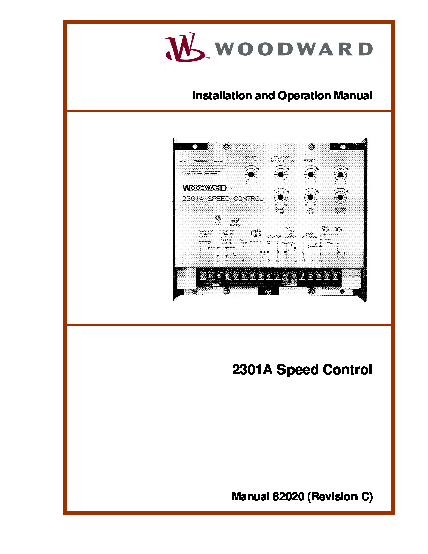 First Page Image of 9905-132 Woodward 2301A Speed Control Manual 82020.pdf